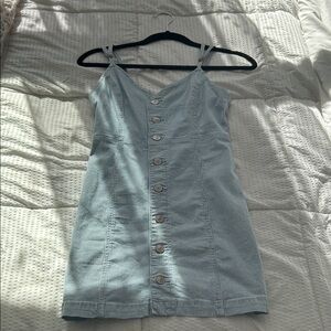 American Eagle Striped Denim Button-Down Dress